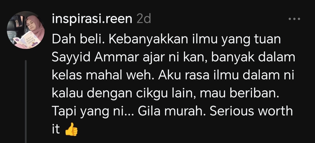 Ilmu kelas mahal, gila murah, worth it