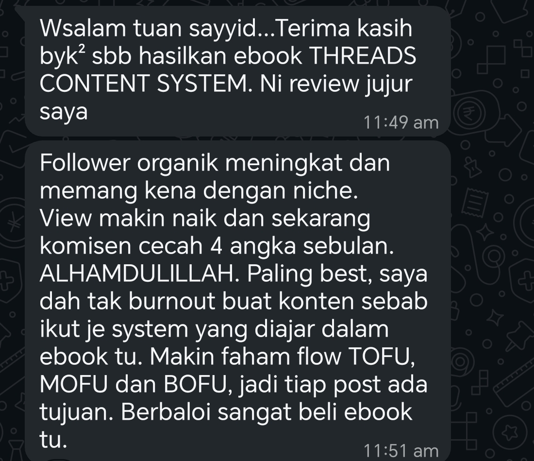Komisen 4 angka sebulan, dah tak burnout